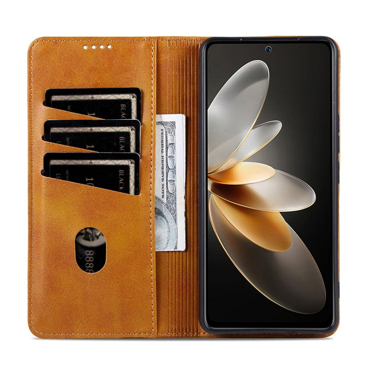 AZNS For Samsung Galaxy M55 5G / C55 5G / F55 5G Case Wallet PU Leather Magnetic Absorption Phone Cover - Brown