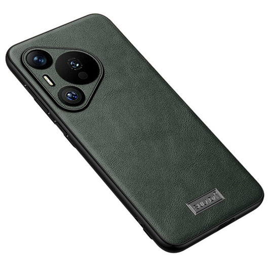 SULADA For Huawei Pura 70 Case PU Leather Coated TPU+PC Anti-scratch Phone Cover - Green