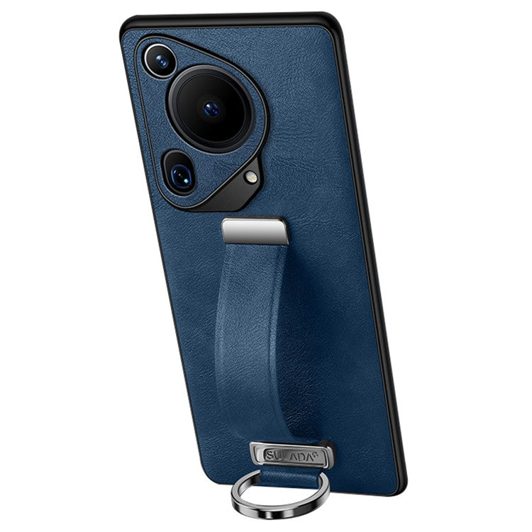 SULADA Fashion Series for Huawei Pura 70 Ultra Case Leather+PC+TPU Kickstand Phone Cover - Blue