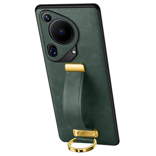 SULADA Fashion Series for Huawei Pura 70 Ultra Case Leather+PC+TPU Kickstand Phone Cover - Green