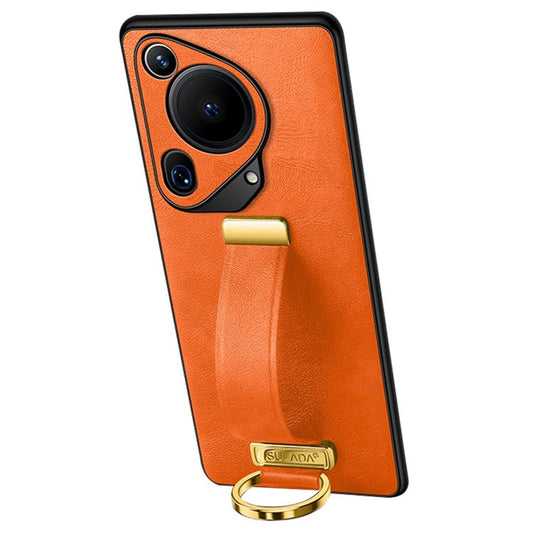 SULADA Fashion Series for Huawei Pura 70 Ultra Case Leather+PC+TPU Kickstand Phone Cover - Orange