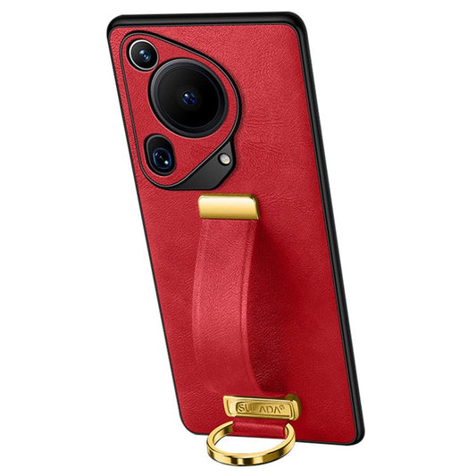 SULADA Fashion Series for Huawei Pura 70 Ultra Case Leather+PC+TPU Kickstand Phone Cover - Red