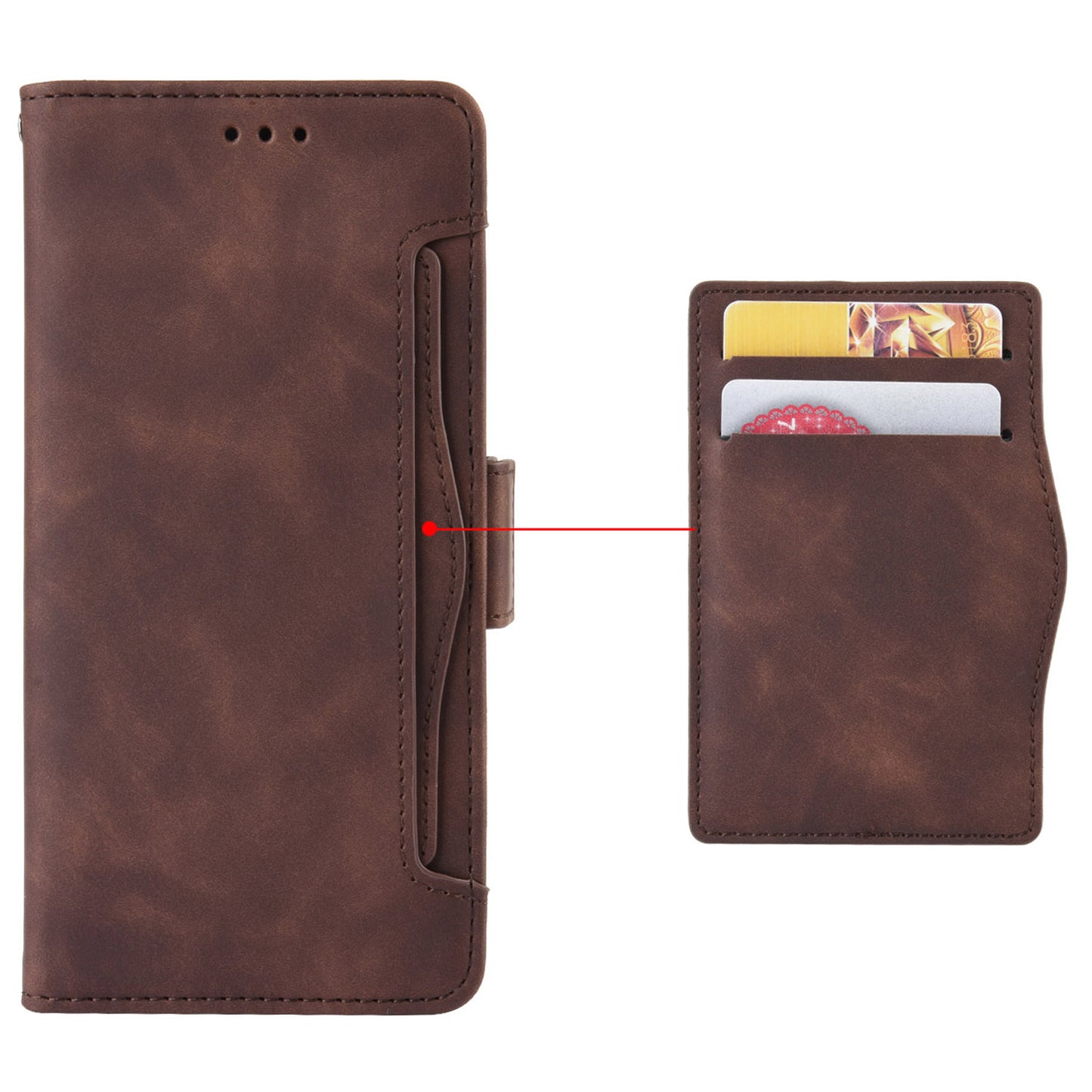 For vivo V30e 5G / V40 Lite 5G Case PU Leather Flip Folio Phone Cover with Multiple Card Holders - Brown