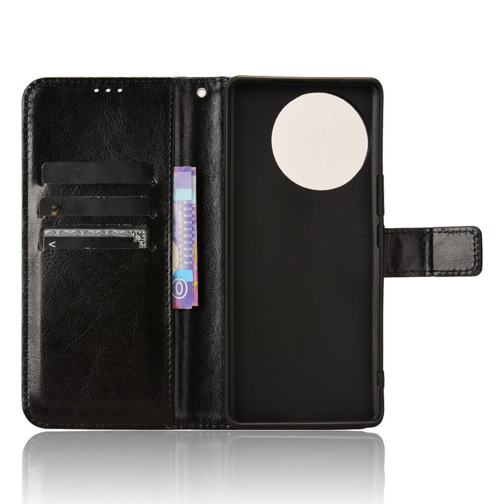 For vivo V30e 5G / V40 Lite 5G Case PU Leather Crazy Horse Texture Full Body Protective Phone Cover - Black