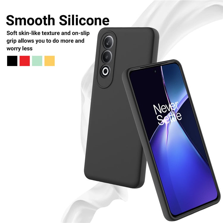 For OnePlus Nord CE4 5G Case Slim-Fit Liquid Silicone Protective Back Cover  with Hand Strap - Black
