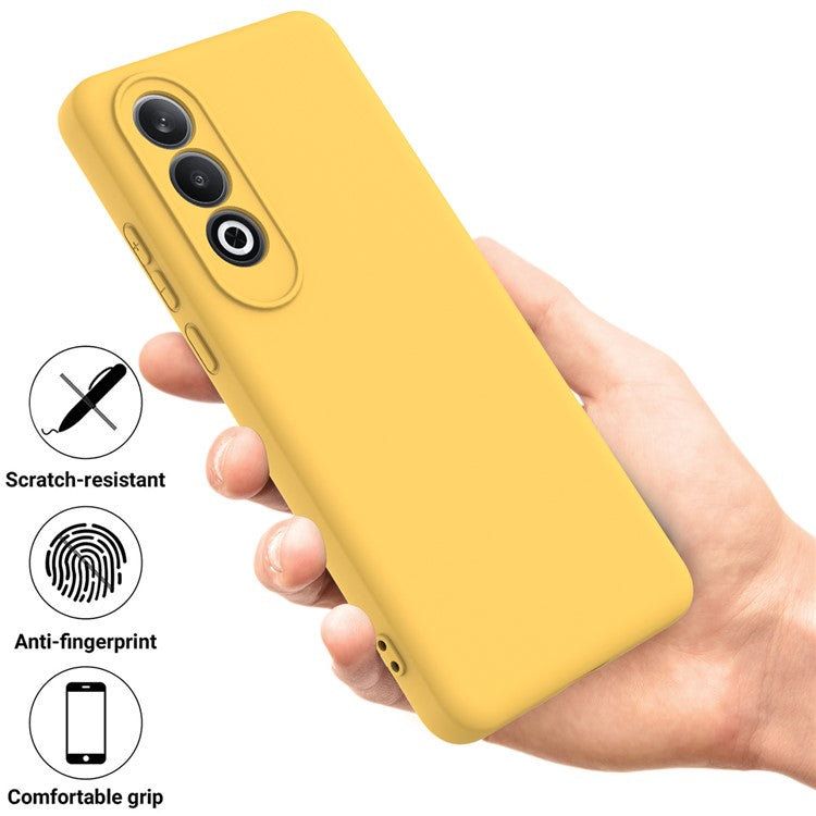 For OnePlus Nord CE4 5G Case Slim-Fit Liquid Silicone Protective Back Cover  with Hand Strap - Yellow