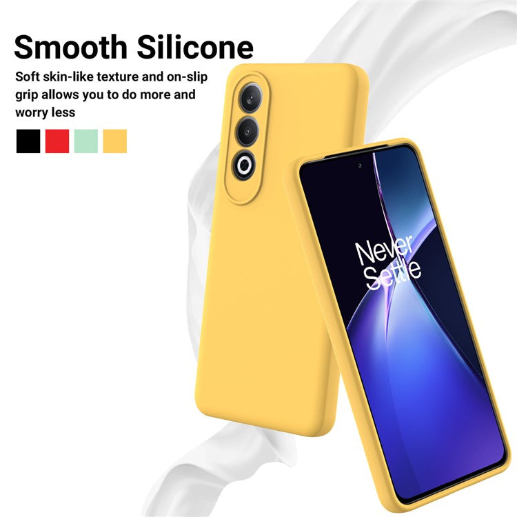For OnePlus Nord CE4 5G Case Slim-Fit Liquid Silicone Protective Back Cover  with Hand Strap - Yellow