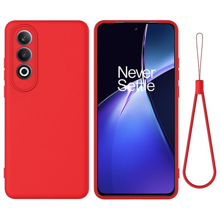 For OnePlus Nord CE4 5G Case Slim-Fit Liquid Silicone Protective Back Cover  with Hand Strap - Red