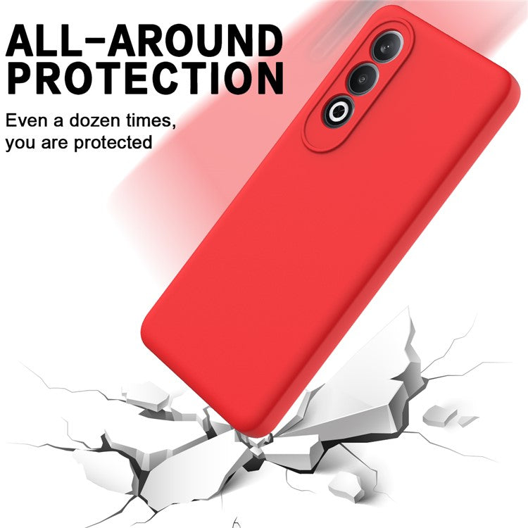 For OnePlus Nord CE4 5G Case Slim-Fit Liquid Silicone Protective Back Cover  with Hand Strap - Red