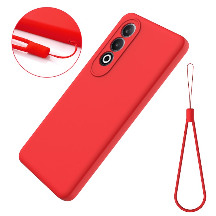 For OnePlus Nord CE4 5G Case Slim-Fit Liquid Silicone Protective Back Cover  with Hand Strap - Red