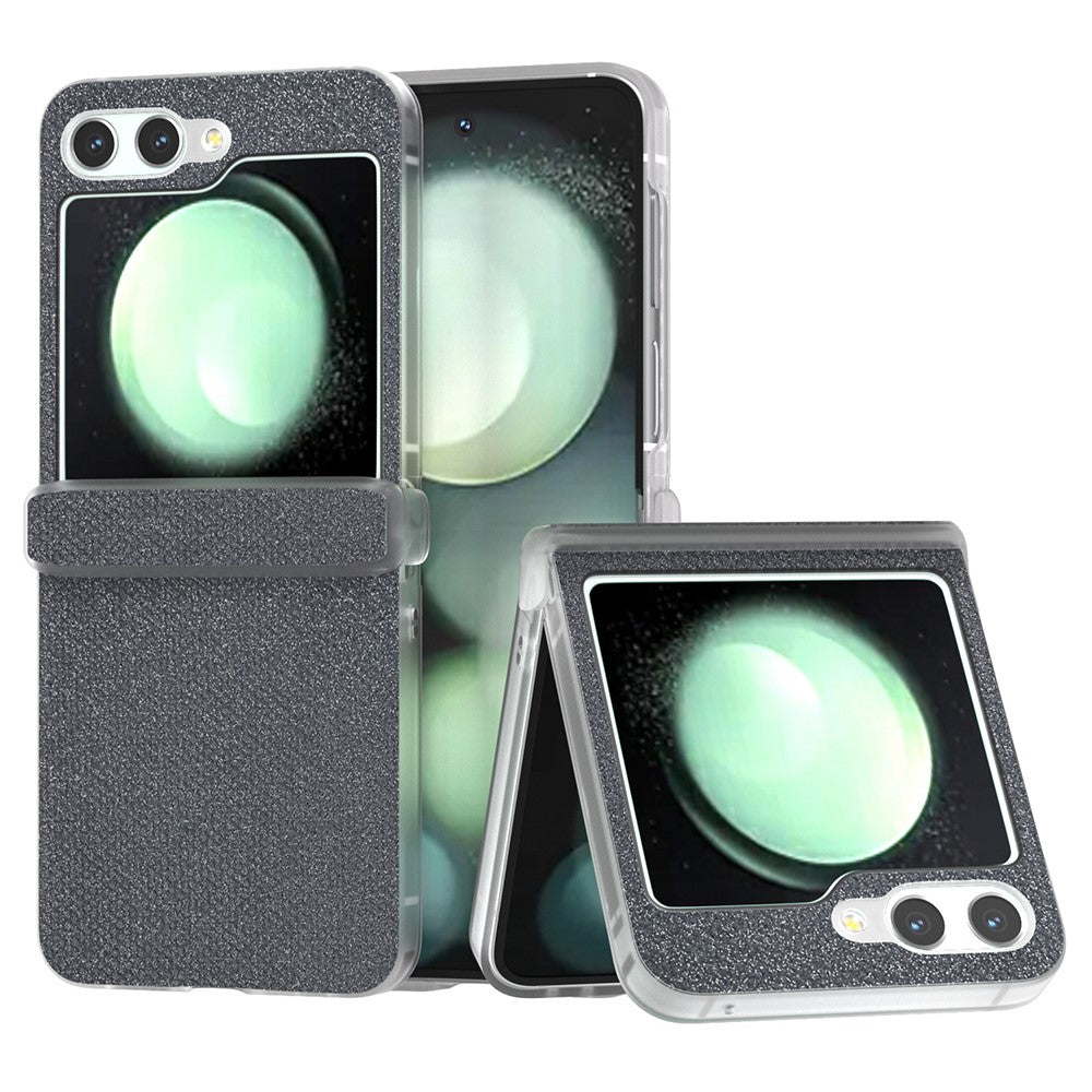 For Samsung Galaxy Z Flip7 FE 5G / Z Flip6 5G Case Rhinestone Texture Leather+PC Protective Phone Cover - Grey