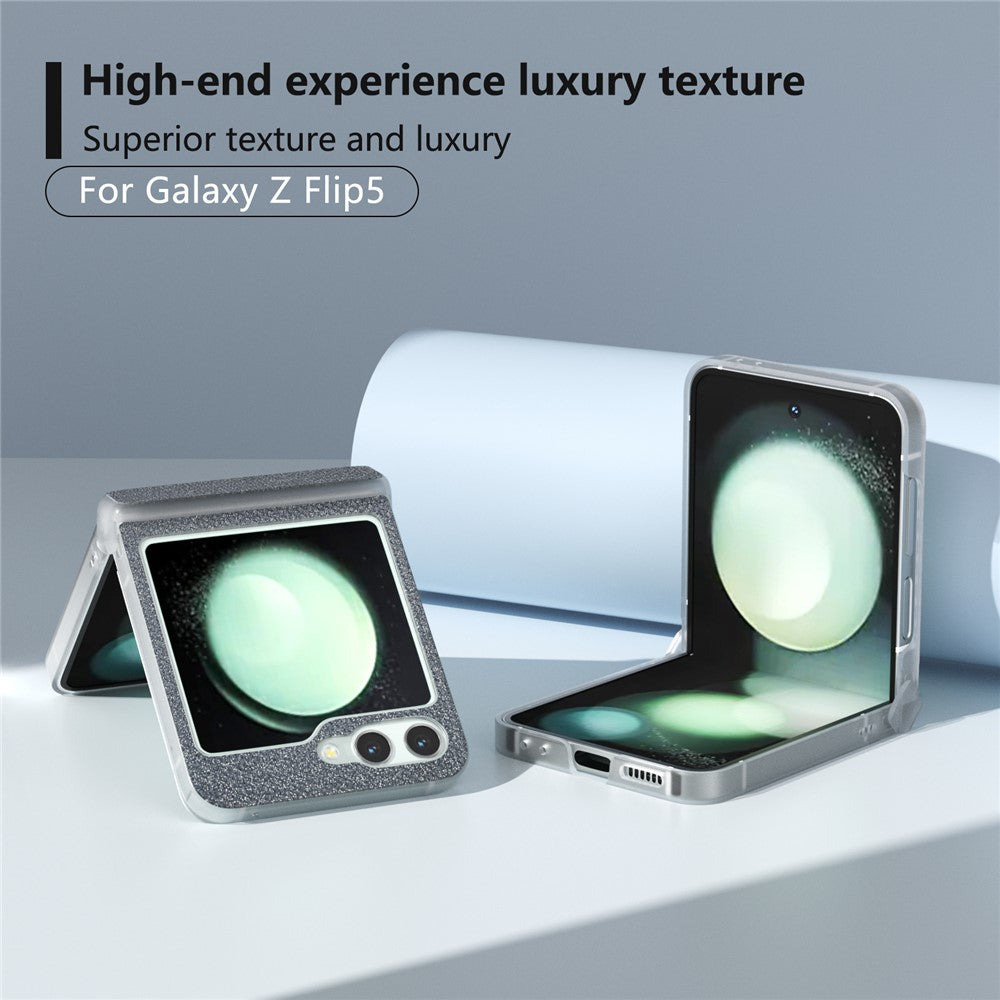 For Samsung Galaxy Z Flip7 FE 5G / Z Flip6 5G Case Rhinestone Texture Leather+PC Protective Phone Cover - Grey