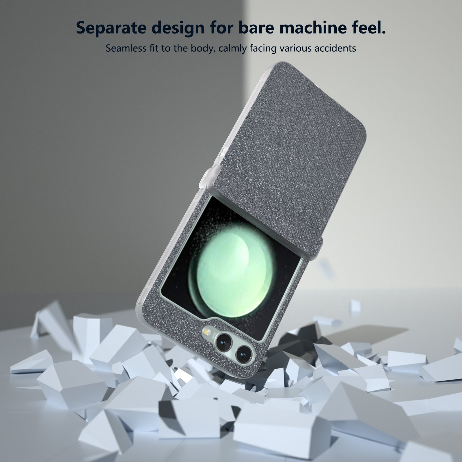 For Samsung Galaxy Z Flip6 5G Case Rhinestone Texture Leather+PC Protective Phone Cover - Grey