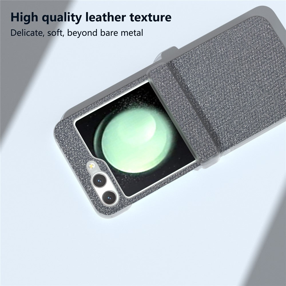 For Samsung Galaxy Z Flip7 FE 5G / Z Flip6 5G Case Rhinestone Texture Leather+PC Protective Phone Cover - Grey