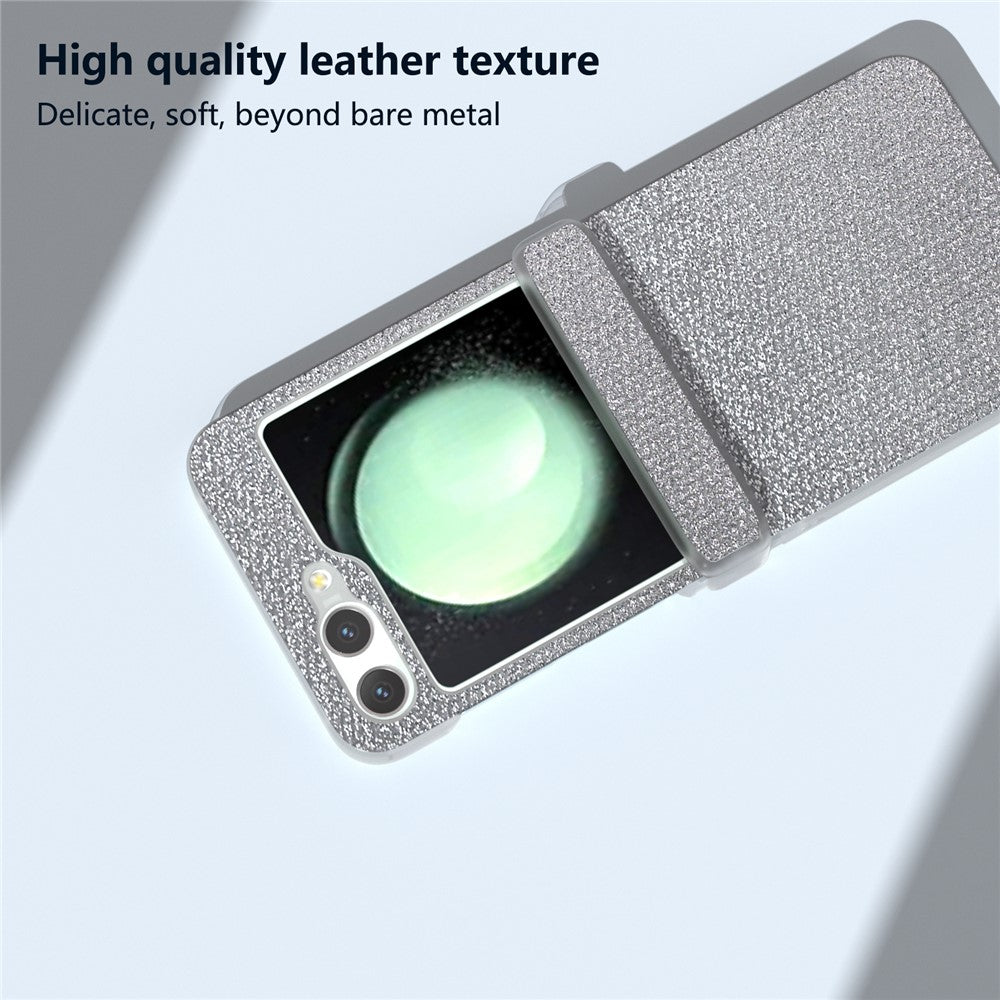 For Samsung Galaxy Z Flip7 FE 5G / Z Flip6 5G Case Rhinestone Texture Leather+PC Protective Phone Cover - Silver
