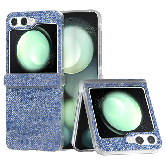 For Samsung Galaxy Z Flip6 5G Case Rhinestone Texture Leather+PC Protective Phone Cover - Blue