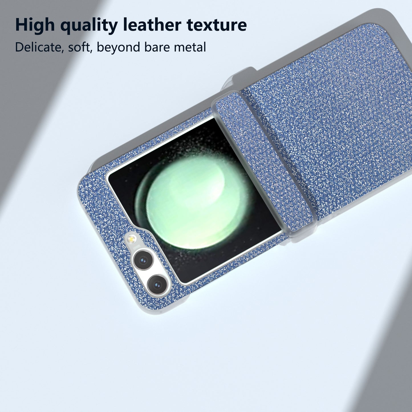For Samsung Galaxy Z Flip6 5G Case Rhinestone Texture Leather+PC Protective Phone Cover - Blue