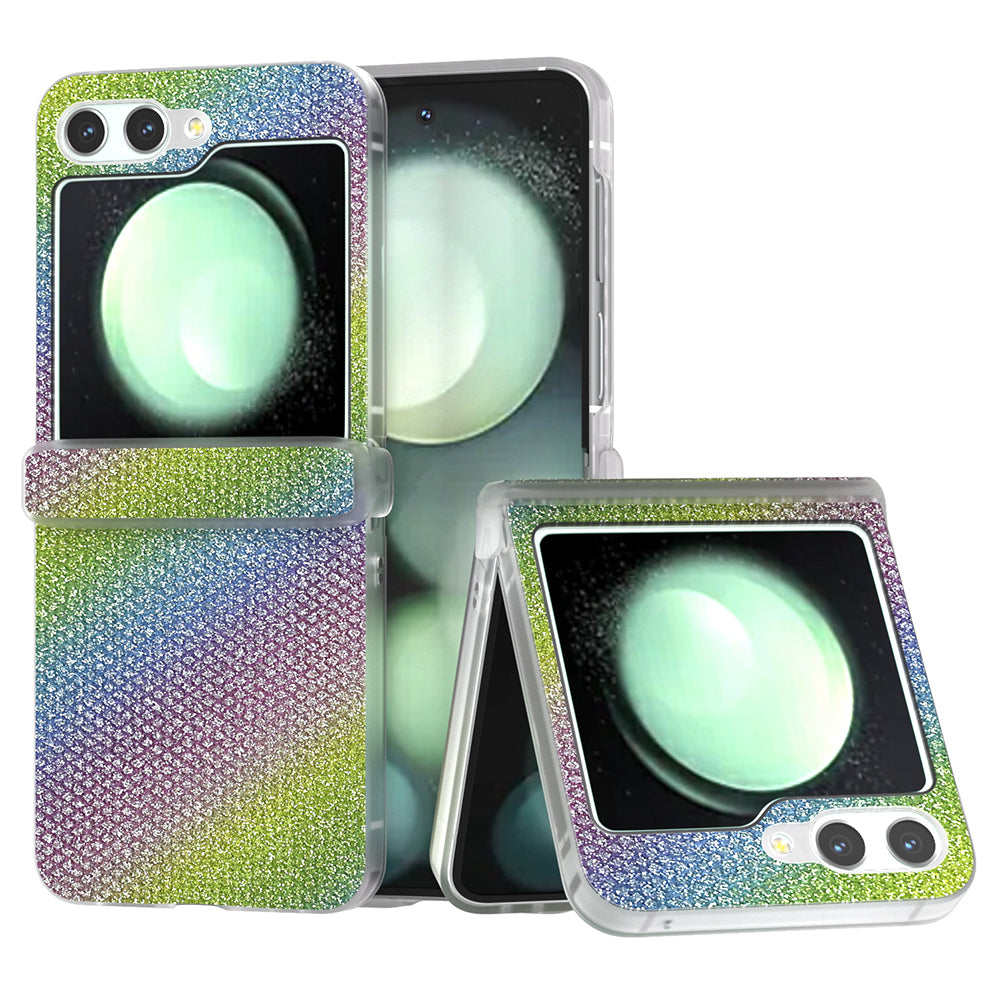 For Samsung Galaxy Z Flip6 5G Case Rhinestone Texture Leather+PC Protective Phone Cover - Multi-color