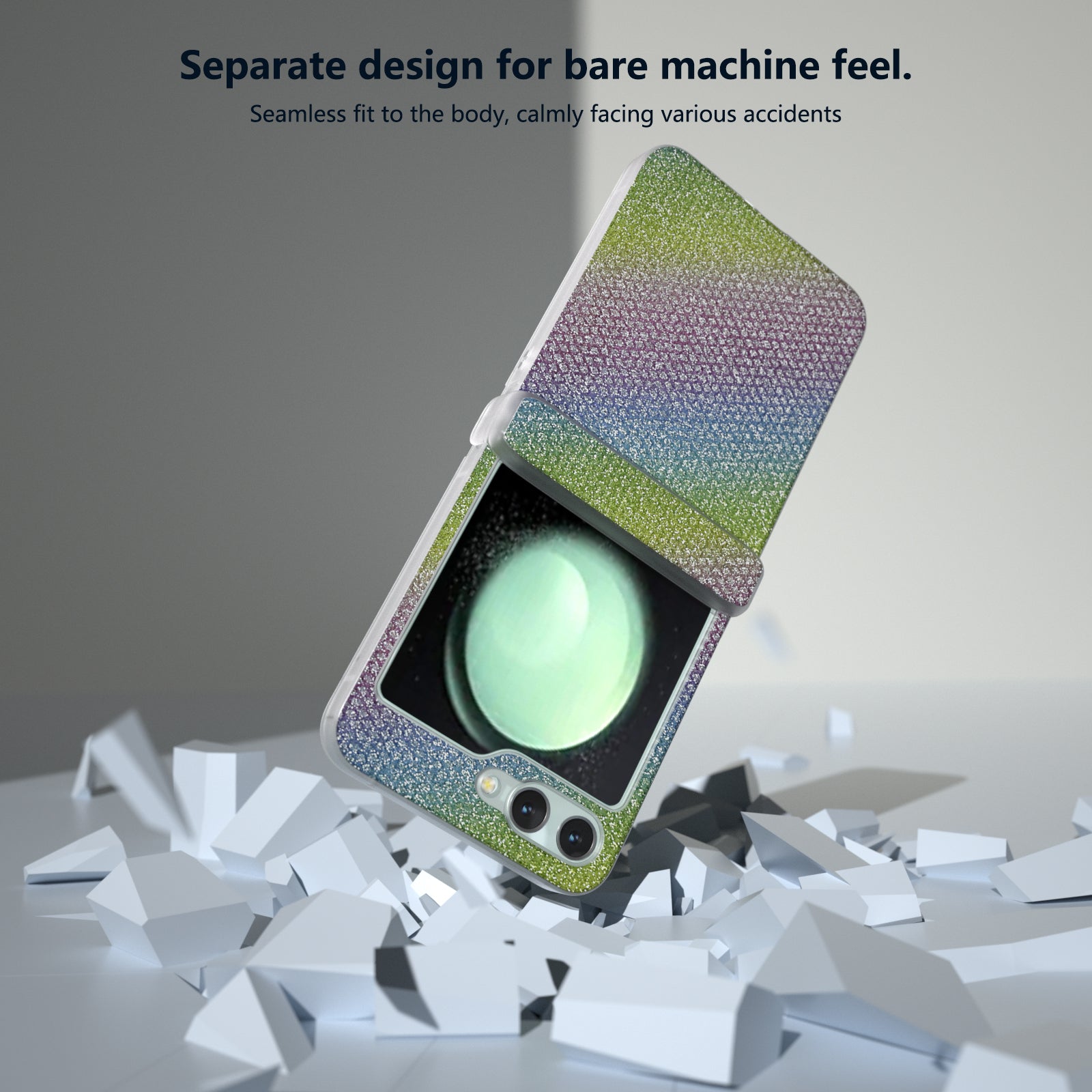 For Samsung Galaxy Z Flip6 5G Case Rhinestone Texture Leather+PC Protective Phone Cover - Multi-color