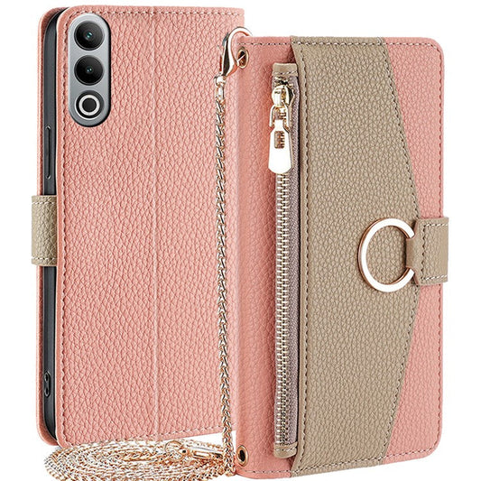 For OnePlus Nord CE4 5G Leather Case Zipper Wallet Stand Phone Cover with Mirror Function - Pink