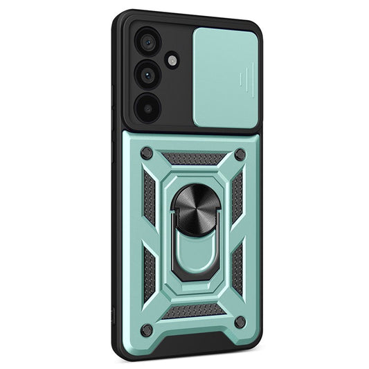 For Samsung Galaxy M55 5G / C55 5G / F55 5G Case Kickstand PC+TPU Phone Shell with Slide Camera Protective Cover - Green