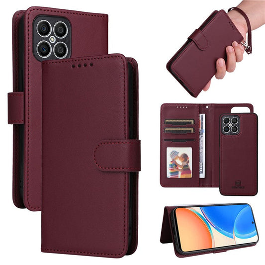BETOPNICE 005 For Honor X8 4G / X30i / Play6T Pro Leather Case Wallet Detachable Magnetic Phone Cover - Wine Red