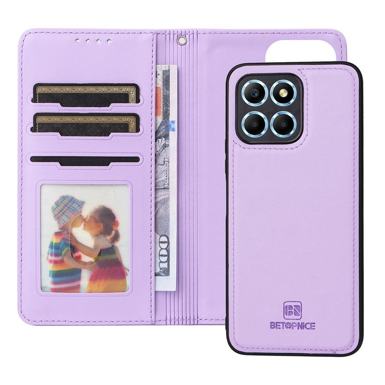 BETOPNICE 005 For Honor X8 5G / X6 4G / Play6C 4G / X6s 4G / 70 Lite / X8a 5G Case Detachable Wallet Leather Phone Cover - Purple