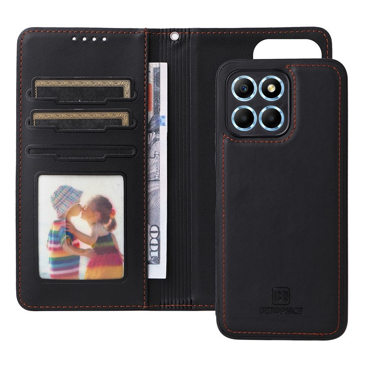 BETOPNICE 005 For Honor X8 5G / X6 4G / Play6C 4G / X6s 4G / 70 Lite / X8a 5G Case Detachable Wallet Leather Phone Cover - Black