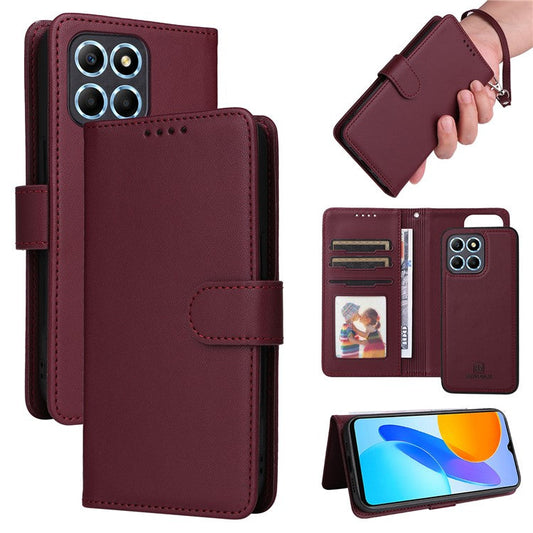 BETOPNICE 005 For Honor X8 5G / X6 4G / Play6C 4G / X6s 4G / 70 Lite / X8a 5G Case Detachable Wallet Leather Phone Cover - Wine Red