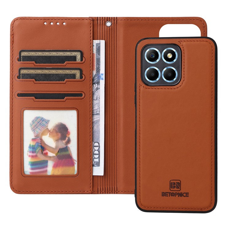 BETOPNICE 005 For Honor X8 5G / X6 4G / Play6C 4G / X6s 4G / 70 Lite / X8a 5G Case Detachable Wallet Leather Phone Cover - Brown