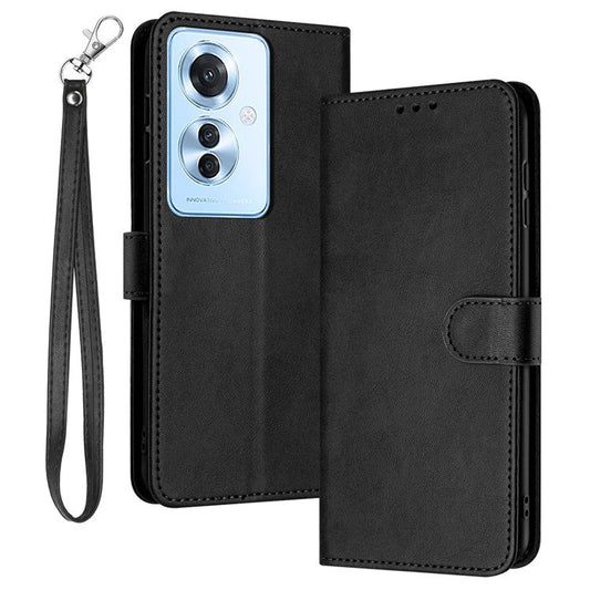 Leather Wallet for Oppo Reno11 F 5G / F25 Pro 5G Case Anti-Fingerprint Phone Cover - Black