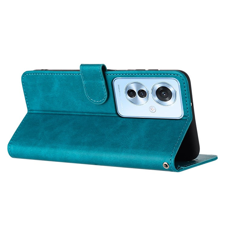 Leather Wallet for Oppo Reno11 F 5G / F25 Pro 5G Case Anti-fingerprint Phone Cover - Green