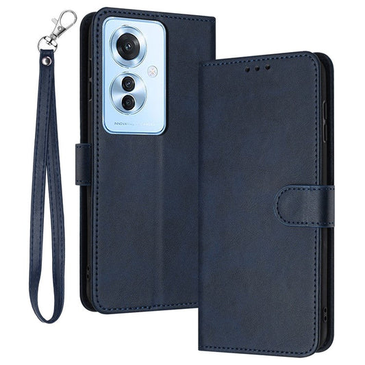 Leather Wallet for Oppo Reno11 F 5G / F25 Pro 5G Case Anti-fingerprint Phone Cover - Sapphire