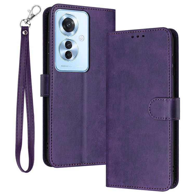 Leather Wallet for Oppo Reno11 F 5G / F25 Pro 5G Case Anti-fingerprint Phone Cover - Purple