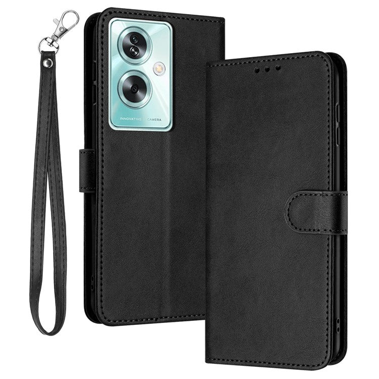 For OnePlus Nord N30 SE 5G / Oppo A79 5G / A2 5G PU Leather Case Folding Stand Wallet Anti-Fall Phone Cover - Black