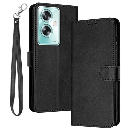 For OnePlus Nord N30 SE 5G / Oppo A79 5G / A2 5G PU Leather Case Folding Stand Wallet Anti-Fall Phone Cover - Black