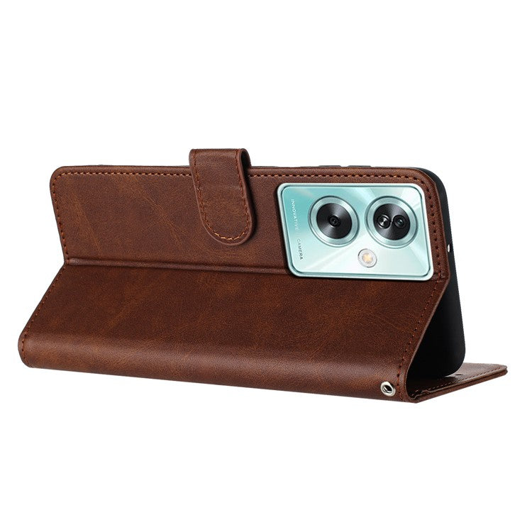 For OnePlus Nord N30 SE 5G / Oppo A79 5G / A2 5G PU Leather Case Folding Stand Wallet Anti-Fall Phone Cover - Brown