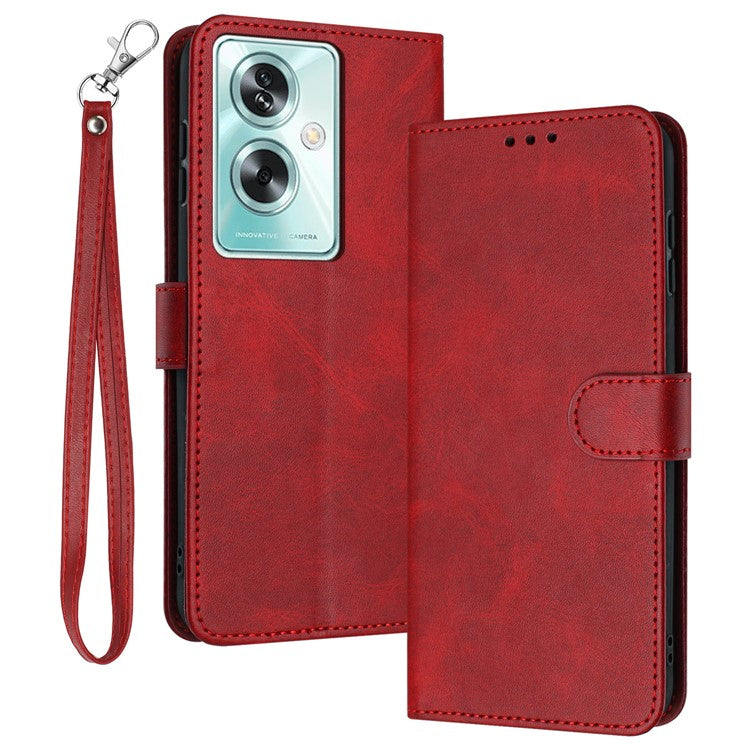 For OnePlus Nord N30 SE 5G / Oppo A79 5G / A2 5G PU Leather Case Folding Stand Wallet Anti-Fall Phone Cover - Red