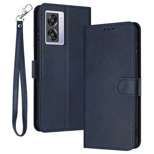 For Oppo A57 (2022) 5G / A77 5G / A57 4G / A57e 4G / A57s 4G / A77 4G / A77s 4G / OnePlus Nord N20 SE 4G Leather Phone Stand Case - Sapphire