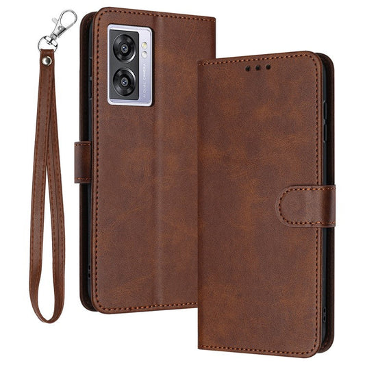 For Oppo A57 (2022) 5G / A77 5G / A57 4G / A57e 4G / A57s 4G / A77 4G / A77s 4G / OnePlus Nord N20 SE 4G Leather Phone Stand Case - Brown