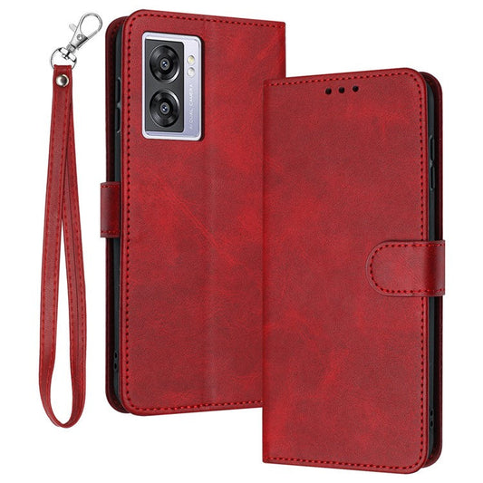 For Oppo A57 (2022) 5G / A77 5G / A57 4G / A57e 4G / A57s 4G / A77 4G / A77s 4G / OnePlus Nord N20 SE 4G Leather Phone Stand Case - Red