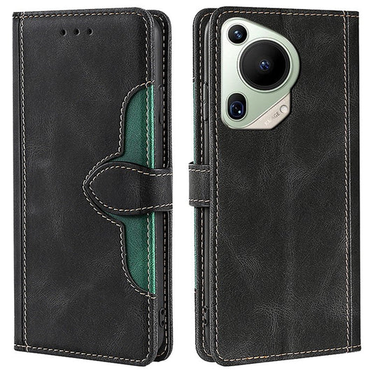 For Huawei Pura 70 Ultra Case Leather Stand Phone Cover Skin Touch Feeling Phone Shell - Black
