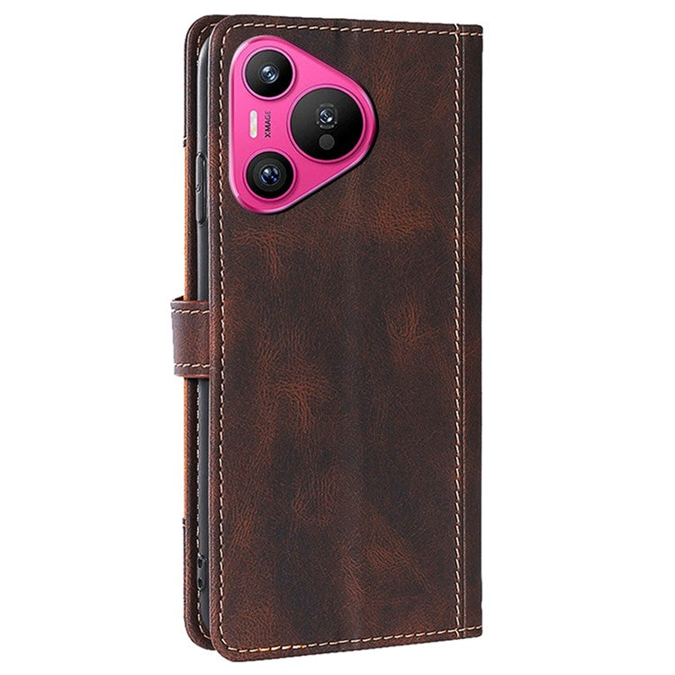 For Huawei Pura 70 Case Magnetic Buckle Leather Skin Feel Phone Cover - Brown
