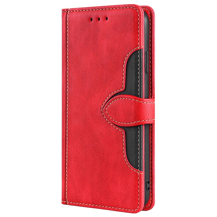 For TECNO Pova 6 5G Case Contrast Color Straw Hat Design PU Leather Phone Cover - Red