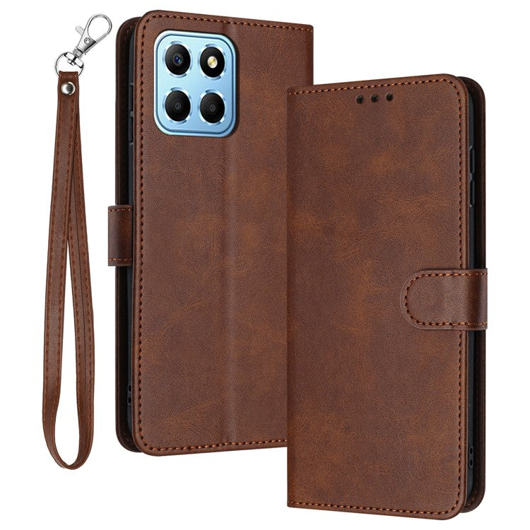 Leather Phone Cases for Honor X8 5G / Play6C 4G / X6 4G / X6s 4G / 70 Lite 5G Wholesale Calf Texture Cover - Brown