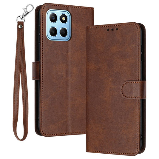 Leather Phone Cases for Honor X8 5G / Play6C 4G / X6 4G / X6s 4G / 70 Lite 5G Wholesale Calf Texture Cover - Brown
