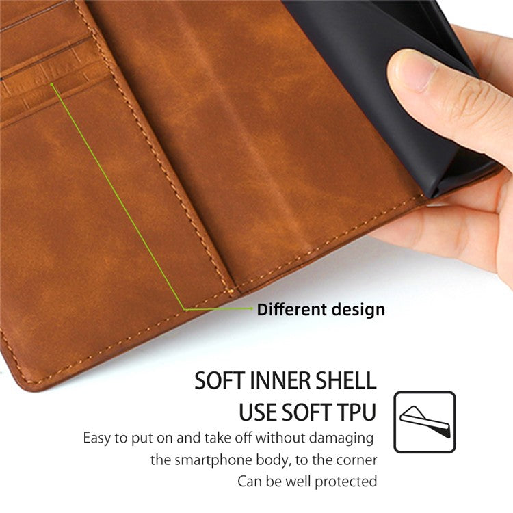 For Huawei Pura 70 Phone Case Skin-Touch Crocodile Texture Leather Cover with Wallet - Brown