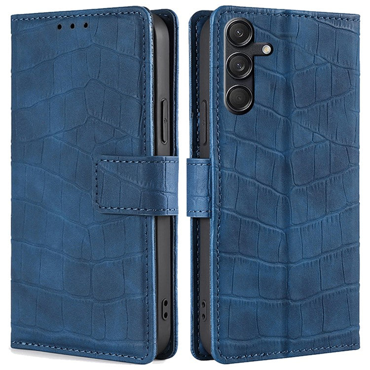 For Samsung Galaxy M55 5G / C55 5G / F55 5G Case Crocodile Texture Flip Stand Phone Protector with Magnetic Clasp - Blue