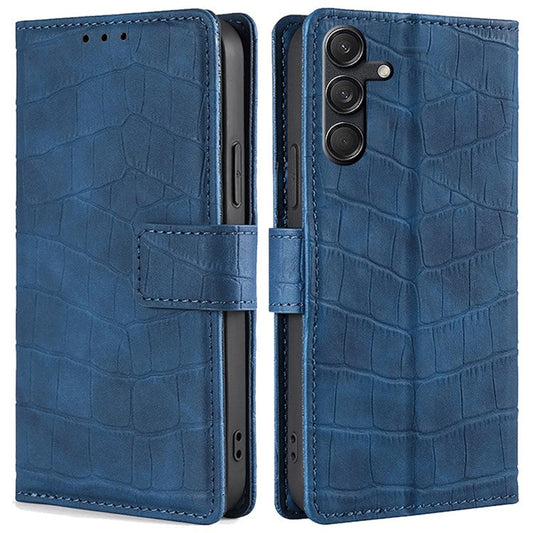 For Samsung Galaxy M55 5G / C55 5G / F55 5G Case Crocodile Texture Flip Stand Phone Protector with Magnetic Clasp - Blue