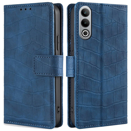 For OnePlus Nord CE4 5G Phone Case Crocodile Texture Skin-Touch Leather Wallet Cover - Blue
